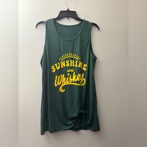 Green Tank Top with Yellow Sunshine Graphic